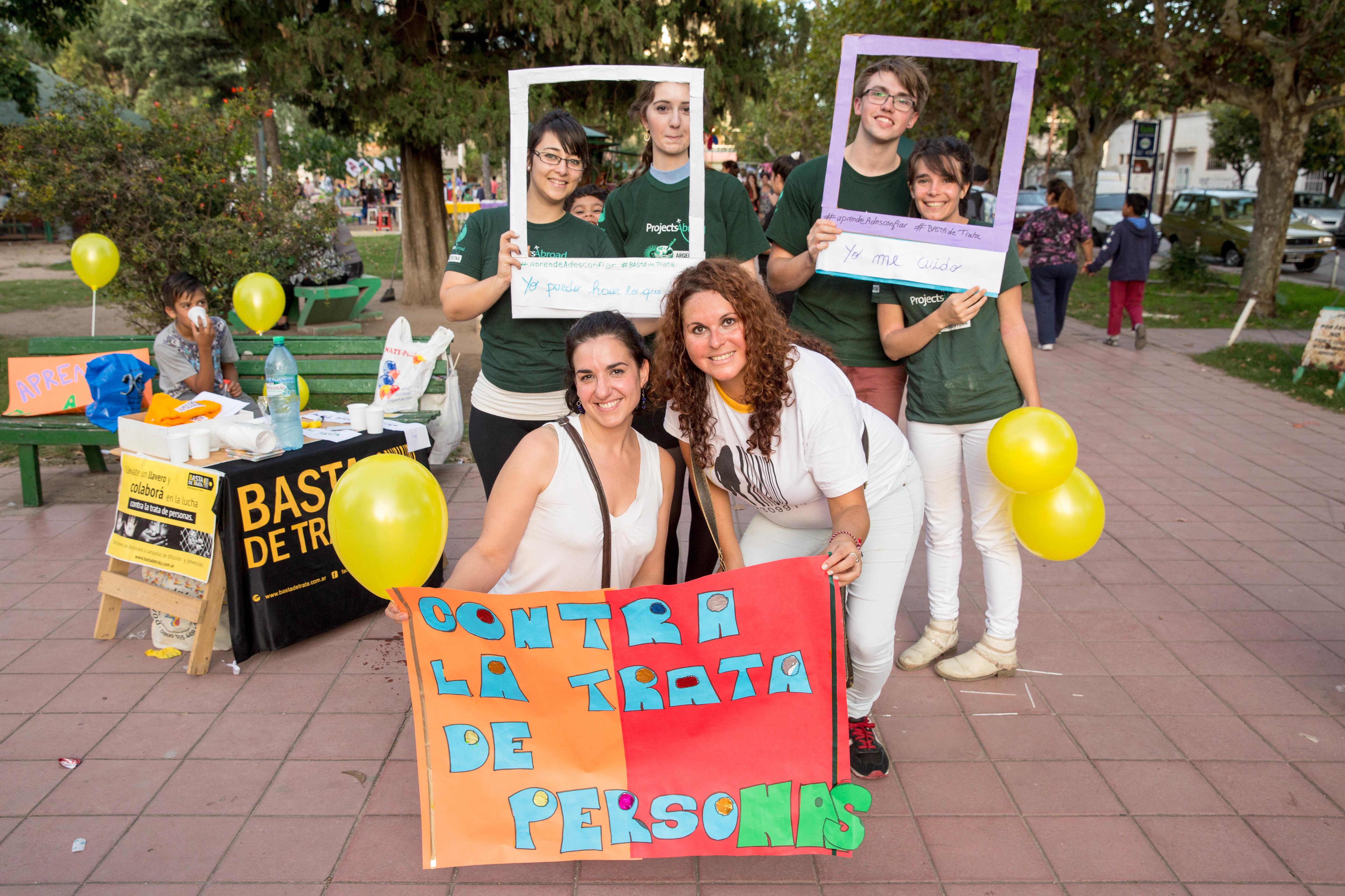 A group of interns run a campaign against human trafficking for their Human Rights work experience in Argentina. A Projects Abroad group promotes a campaign against human trafficking during their Human Rights internships in Argentina.